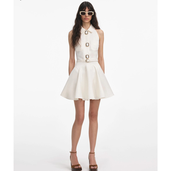 Self Portrait Cream Linen Mini Dress US 4 - Picture 1 of 10